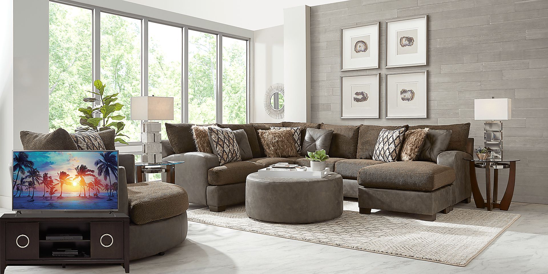 Aldie Lane Java 4 Pc Sectional Living Room Plus 65 in. TV - Image 1