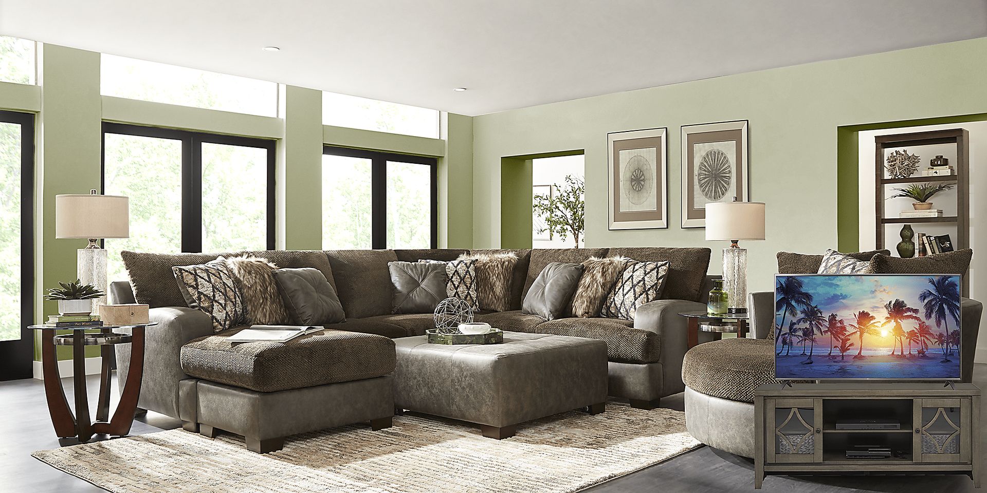 Aldie Lane Java 8 Pc Sectional Living Room Plus 65 in. TV - Image 1