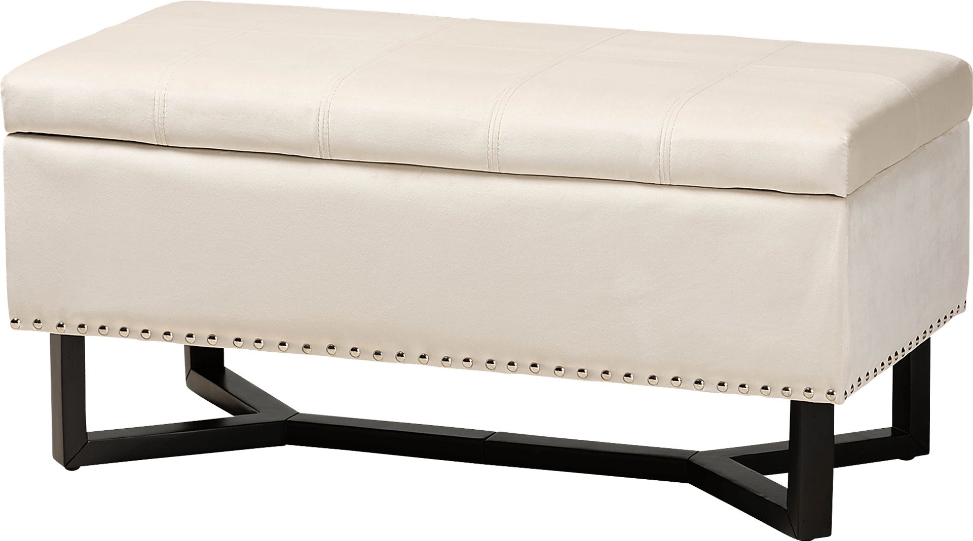 Alema Beige Storage Ottoman - Image 1