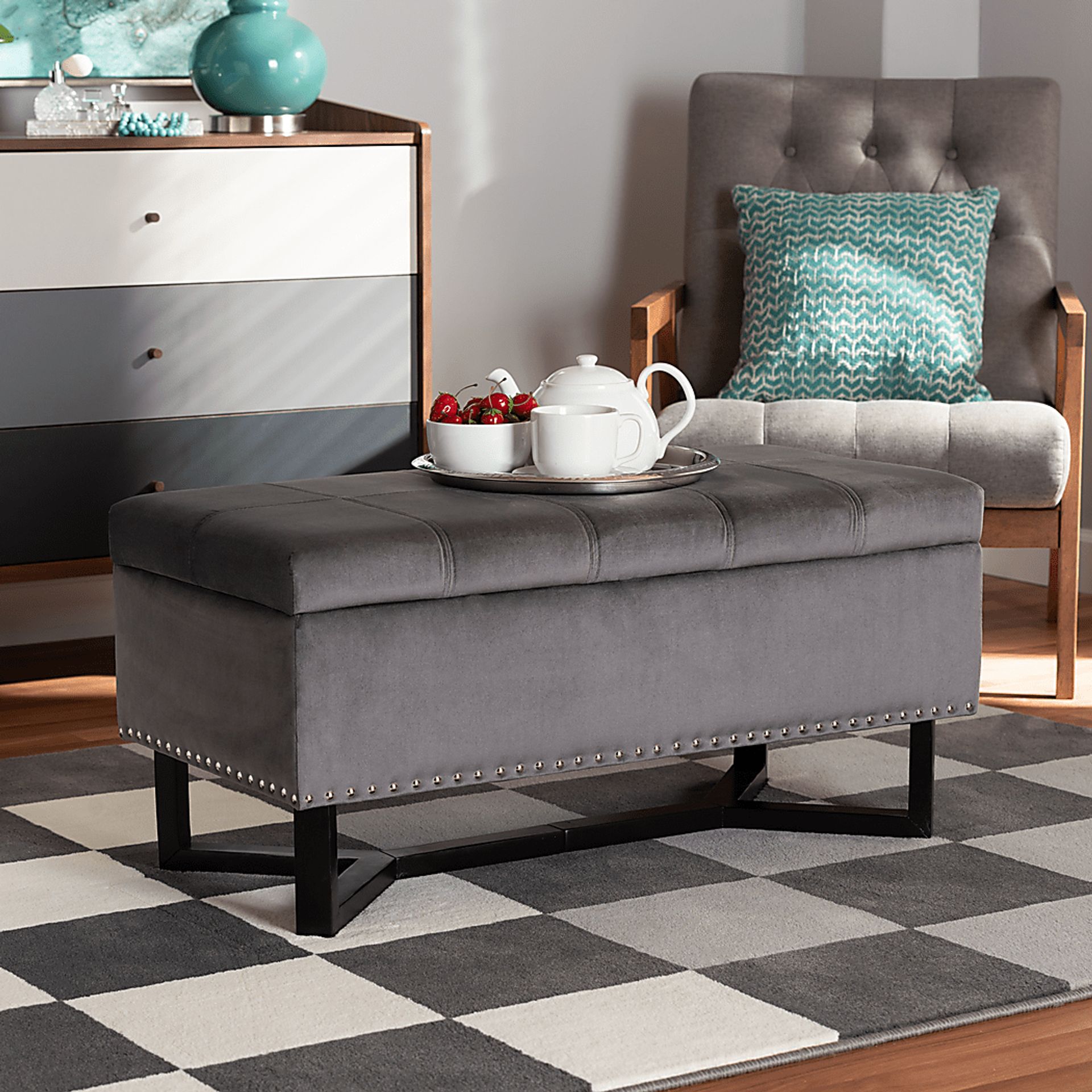 Alema Gray Storage Ottoman - Image 9