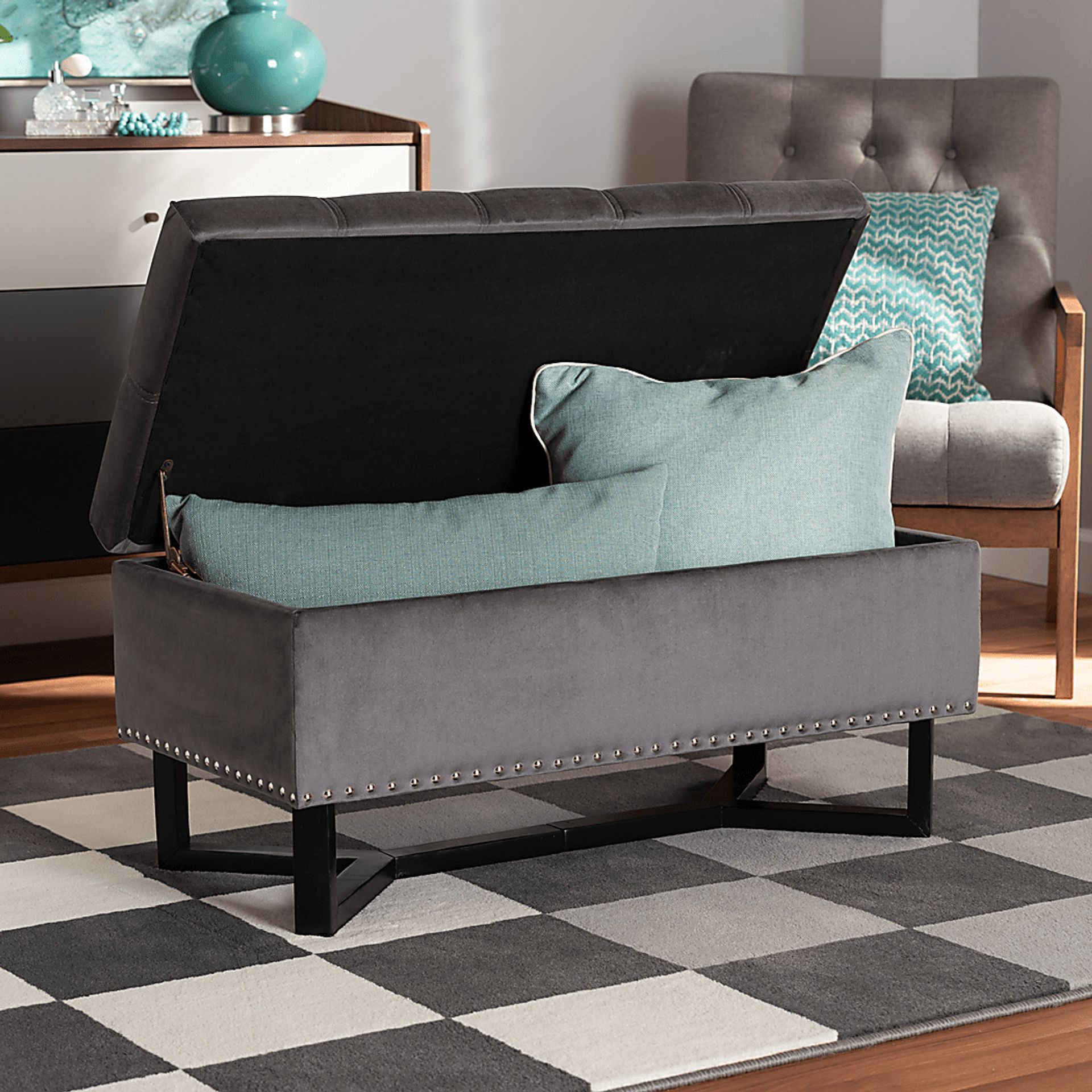 Alema Gray Storage Ottoman - Image 10