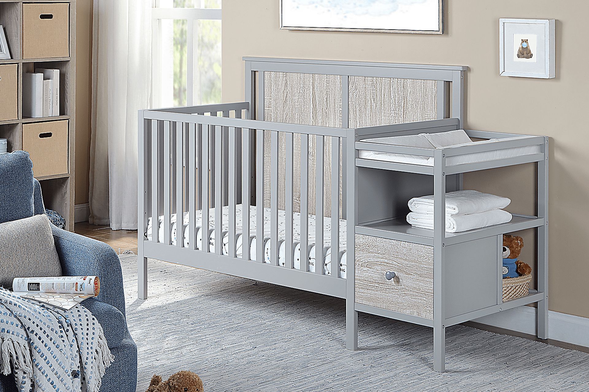 Kids Alemeda Gray Crib and Changer Combo - Image 5