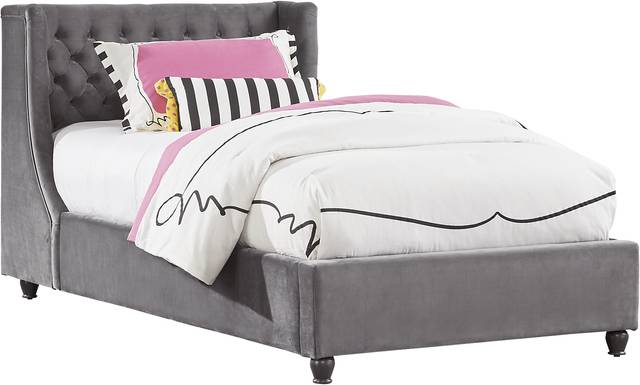 Kids Oberon Black 5 Pc Twin Bedroom with Charcoal Upholstered Bed - Thumbnail - Image 2