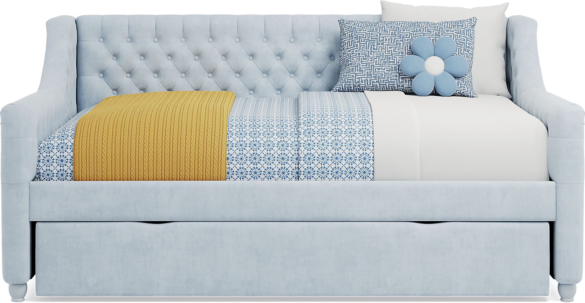 Kids Lindbrook Sand Bedroom with Alena Light Blue Ful Daybed and Twin Storage Trundle - Image 3