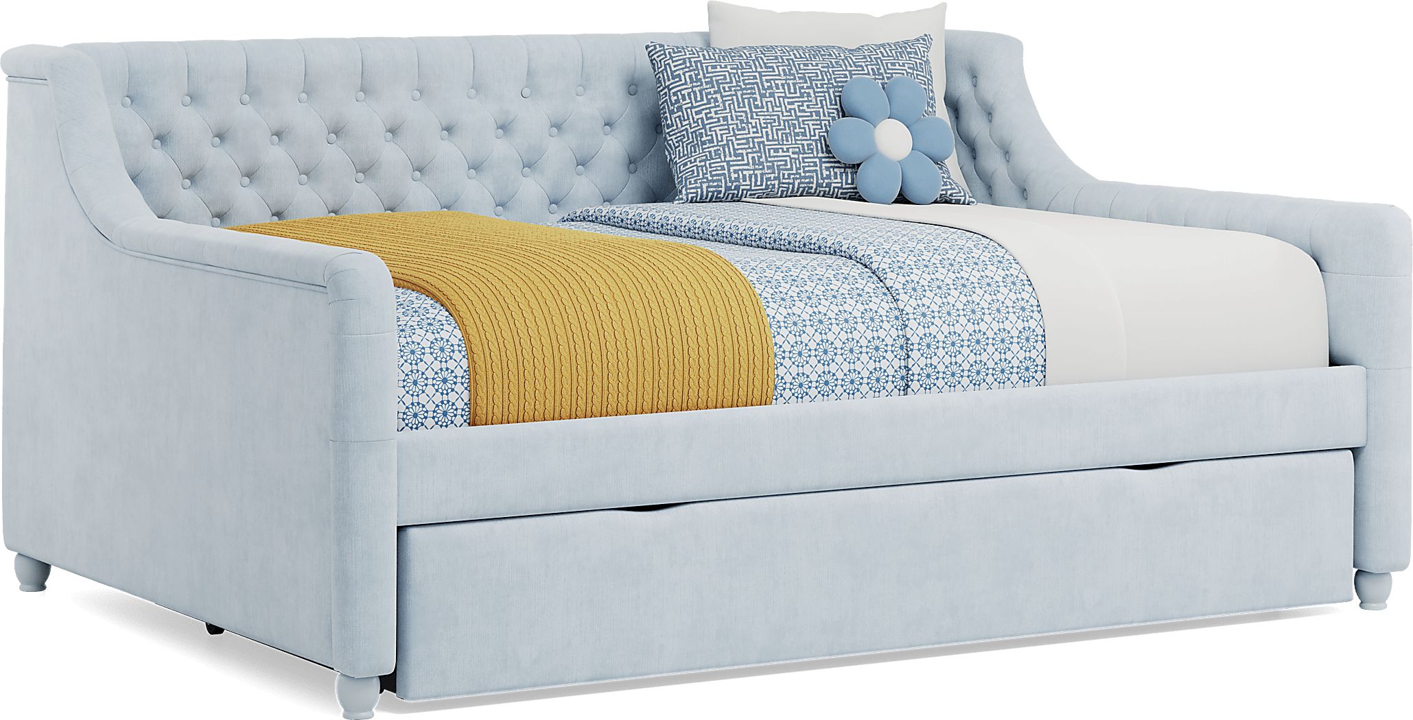 Kids Lindbrook Bedroom with Alena Light Blue Full Daybed and Twin Storage Trundle