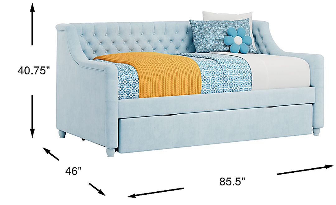 Alena Light Blue Twin Daybed with Twin Storage Trundle