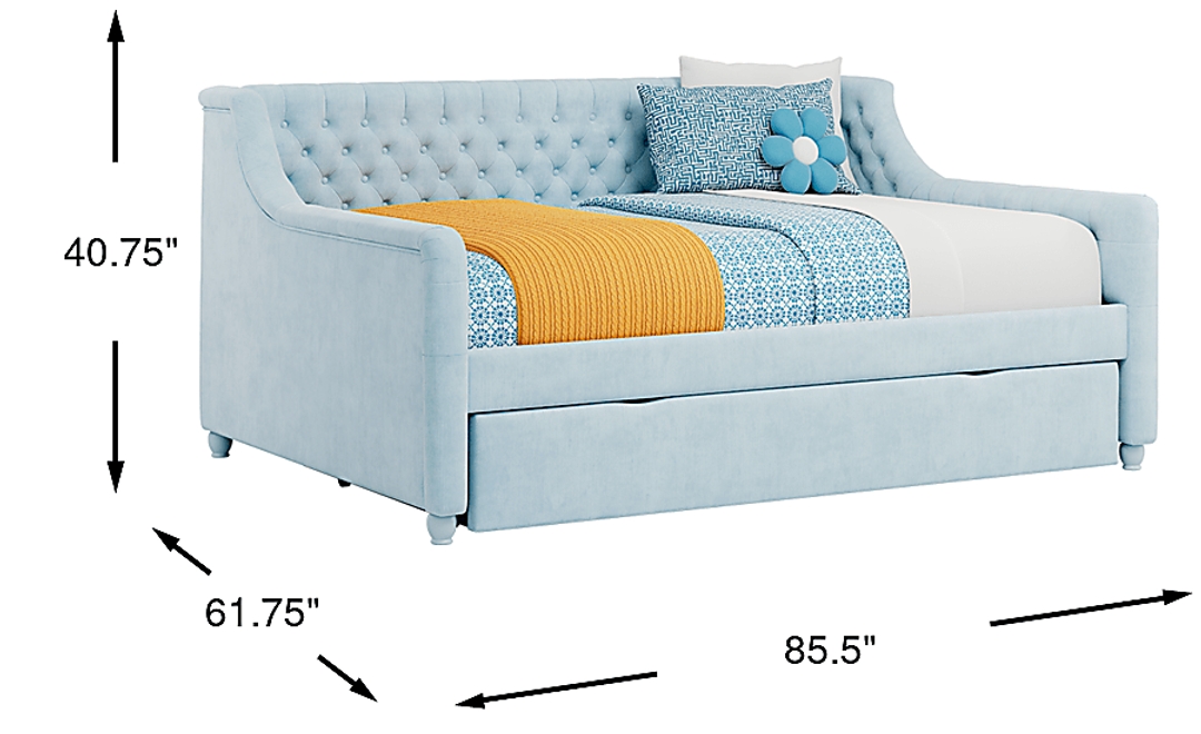 Alena Light Blue Full Daybed with Twin Storage Trundle