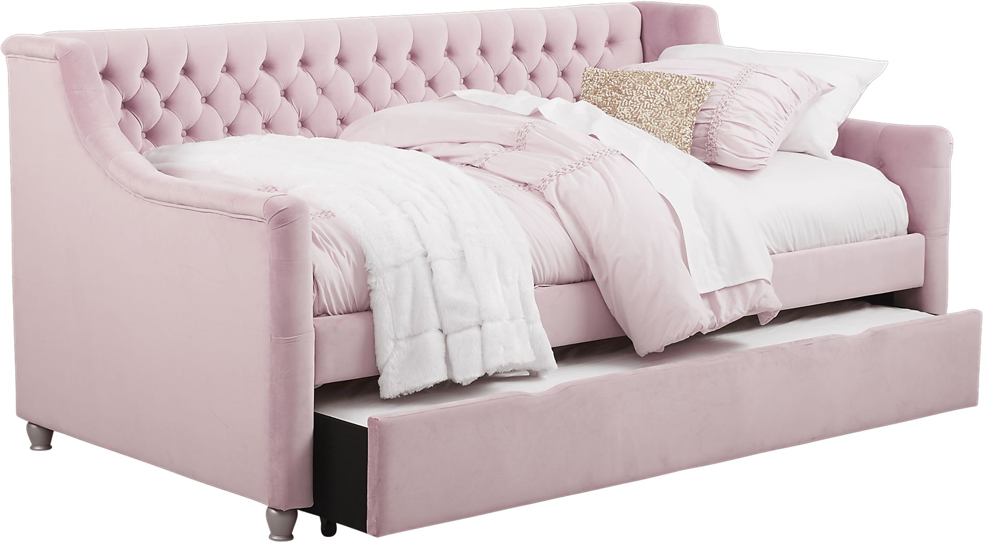 Alena Pink 4 Pc Twin Daybed with Twin Storage Trundle - Image 2