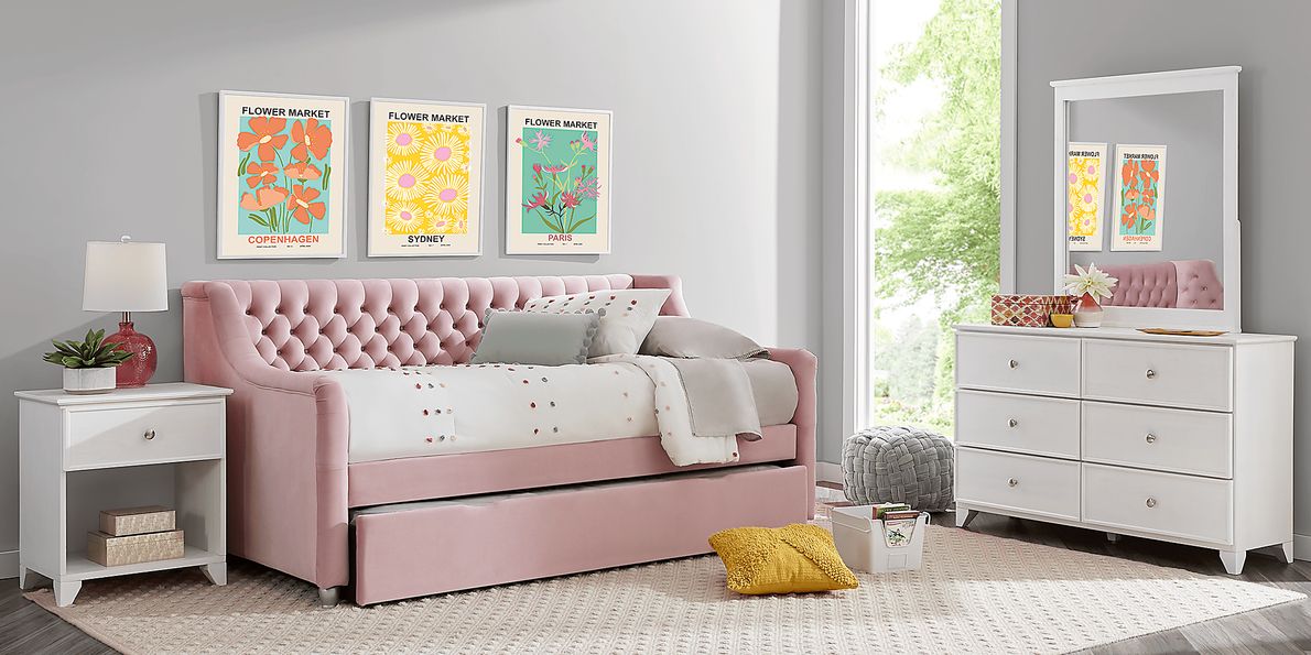 Alena Pink 4 Pc Full Daybed with Twin Storage Trundle