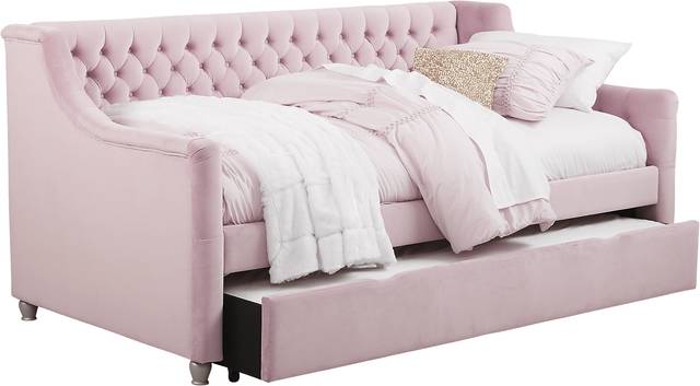 Alena Pink 4 Pc Twin Daybed with Twin Storage Trundle - Thumbnail - Image 1