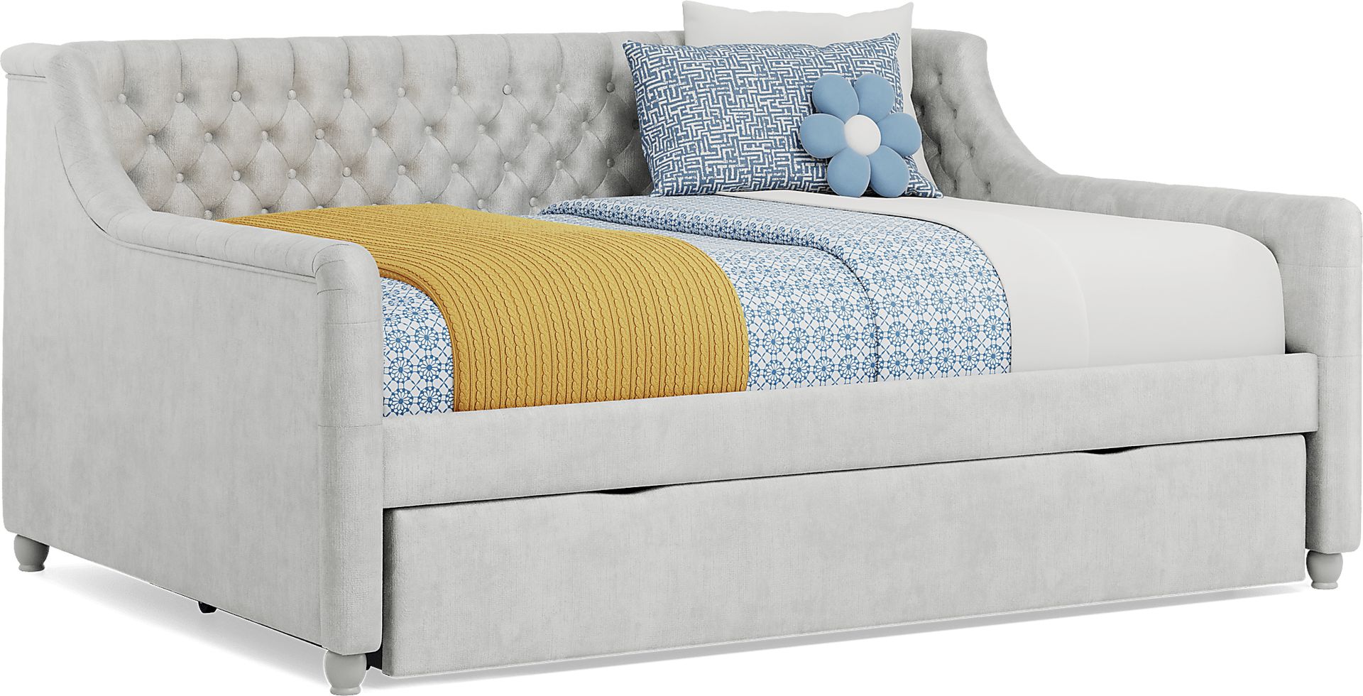 Alena Silver Full Daybed with Twin Storage Trundle - Image 1