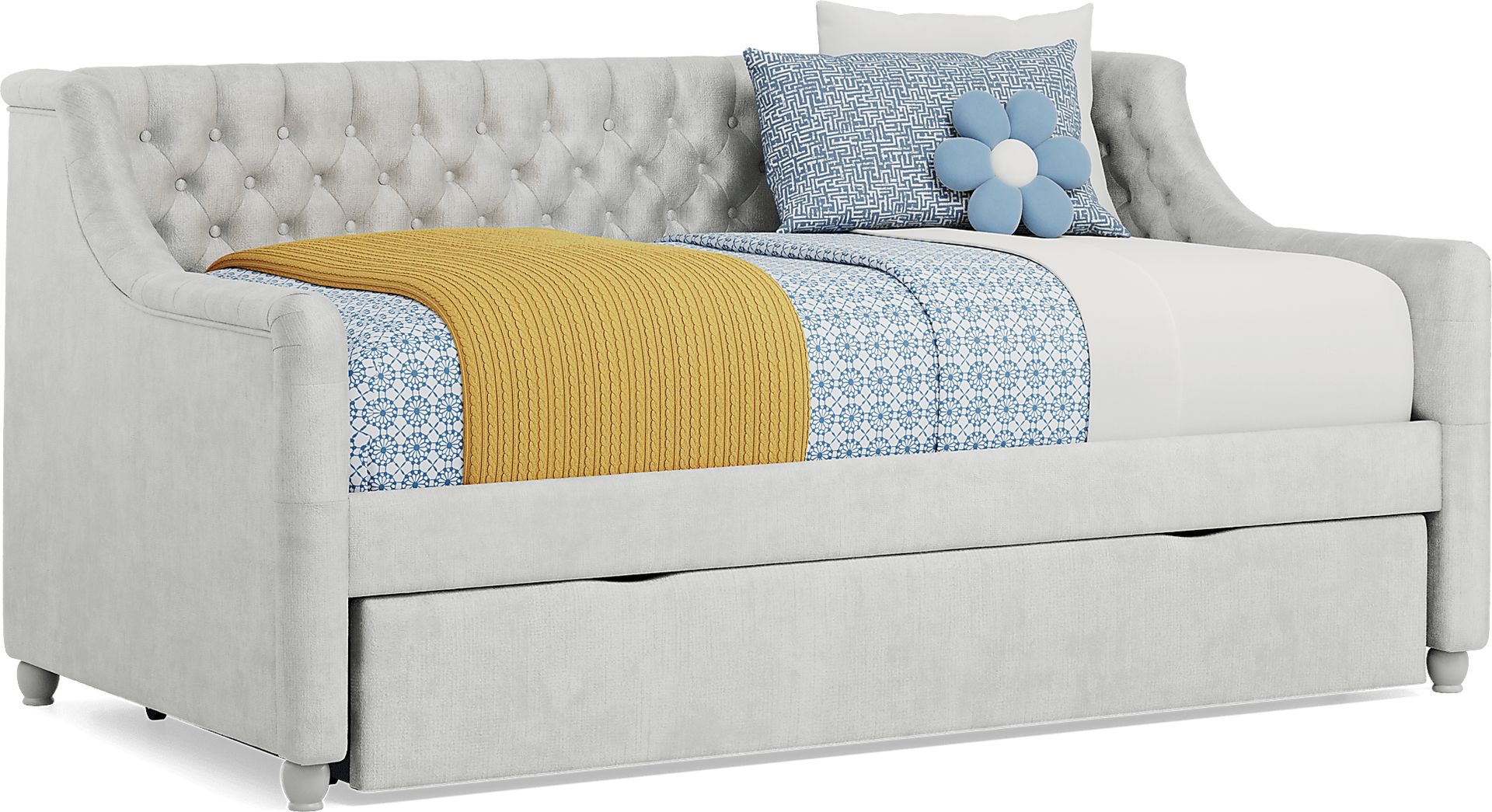 Alena Silver Twin Daybed with Twin Storage Trundle - Image 1