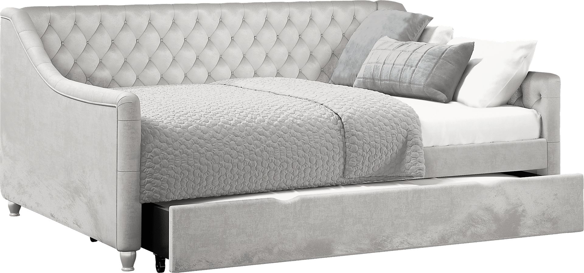 Alena Silver Twin Daybed with Twin Storage Trundle - Image 1