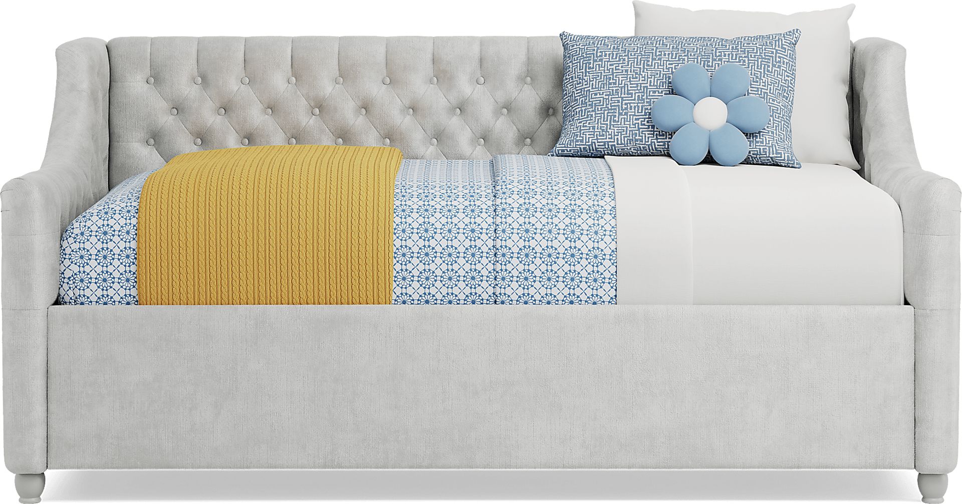 Kids Petit Paris Silver 5 Pc Twin Daybed Upholstered Bedroom - Image 6