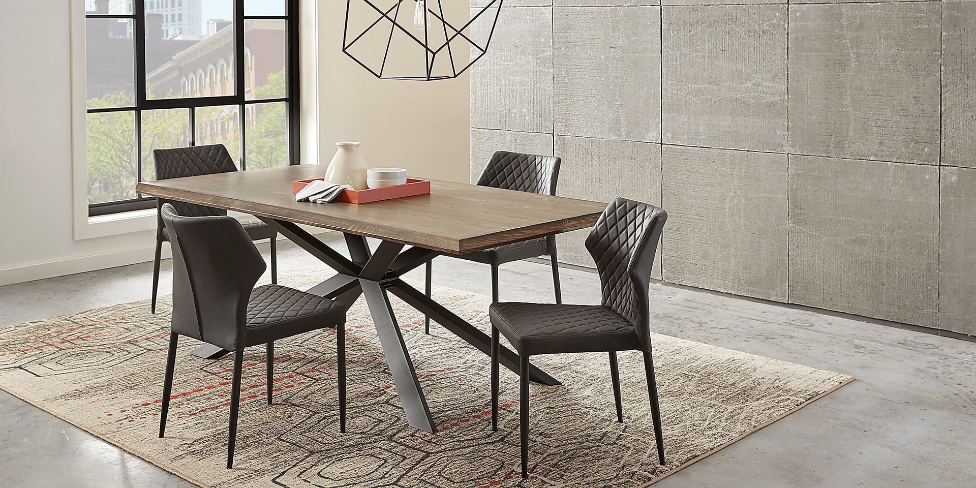 Alessi Brown 5 Pc Dining Room with Gray Chairs - Image 2