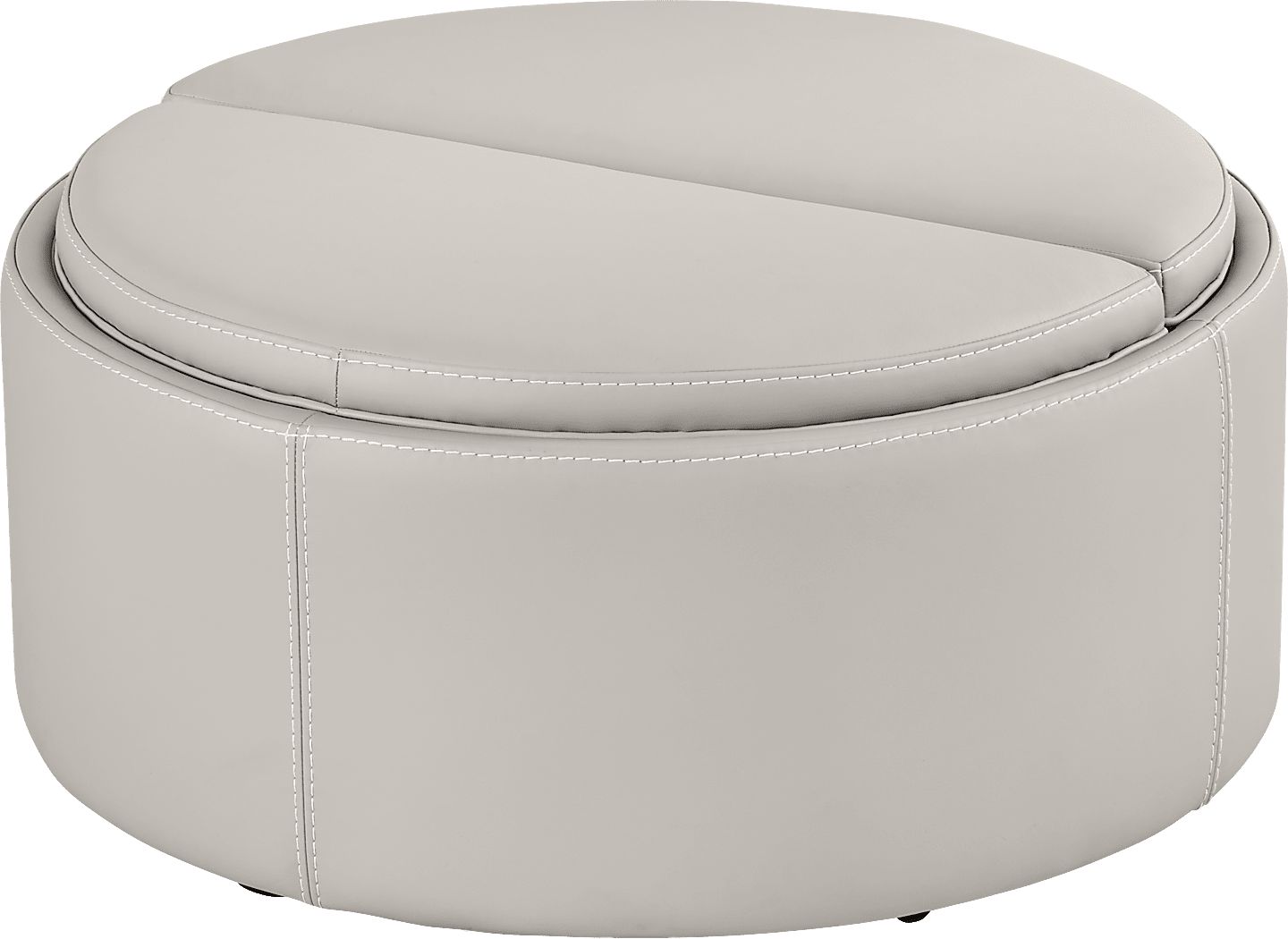 Alessio Light Gray Leather Cocktail Storage Ottoman