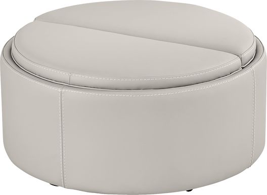 Alessio Light Gray Leather Cocktail Storage Ottoman