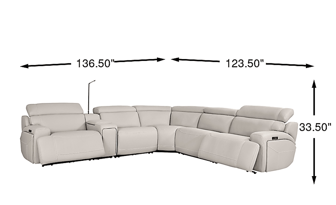 Alessio Leather 6 Pc Dual Power Reclining Sectional
