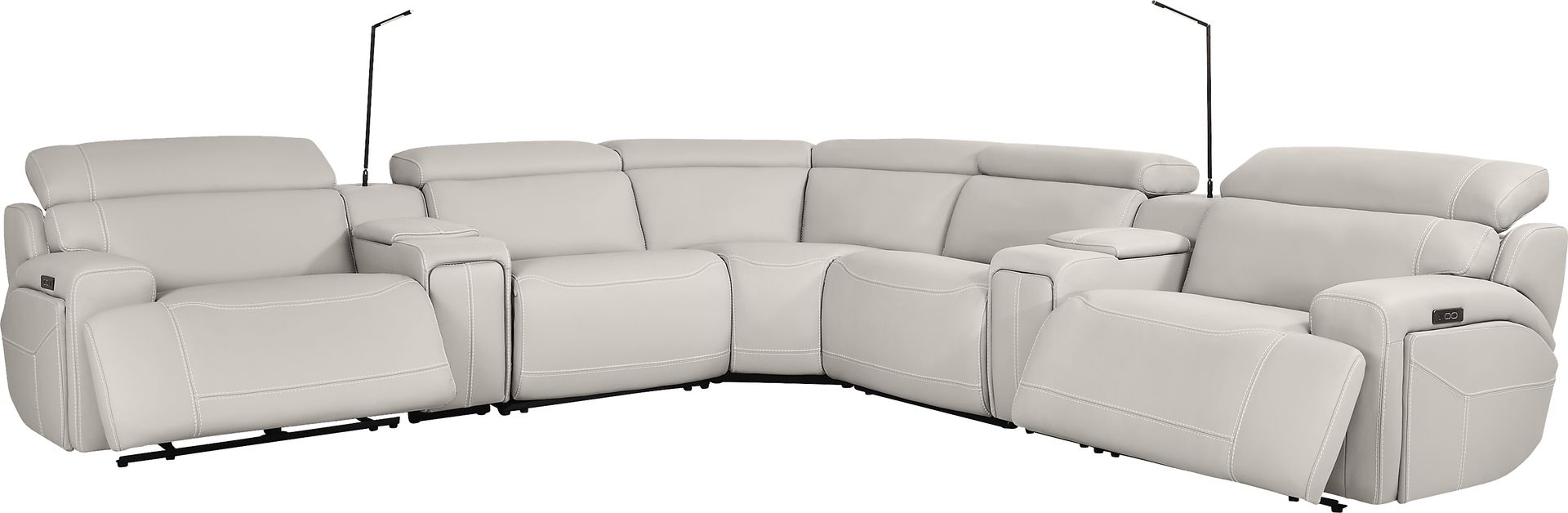 Alessio Light Gray Leather 11 Pc Dual Power Reclining Sectional Living Room - Image 2