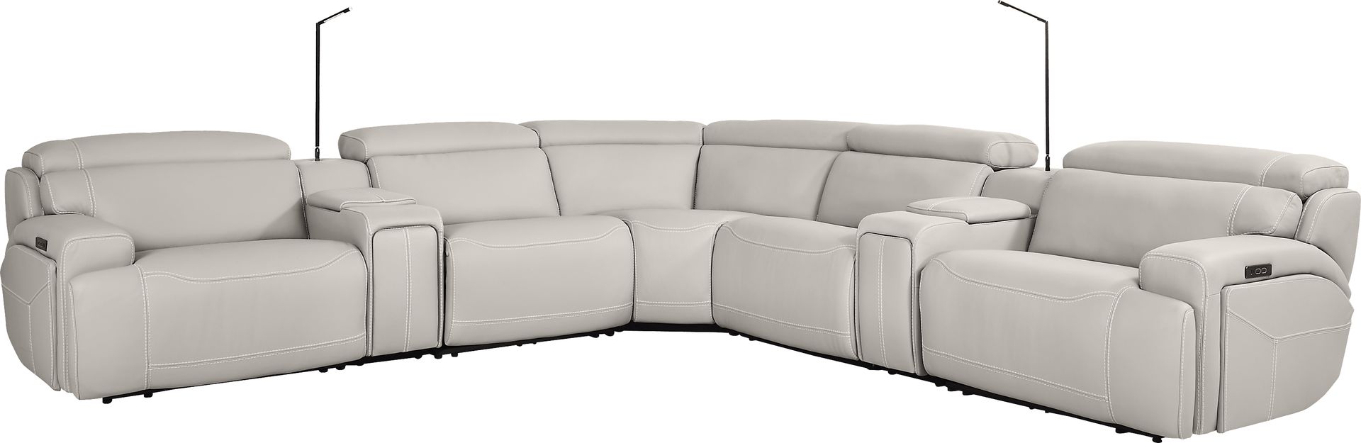 Cindy Crawford Alessio 10 Pc Light Gray Leather Dual Power Cindy Crawford Alessio 10 Pc Light Gray Leather Dual Power