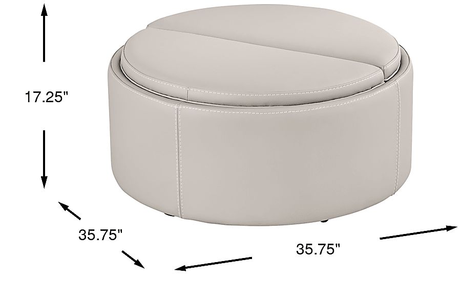 Cindy Crawford Alessio Light Gray Leather Storage Cocktail Ottoman