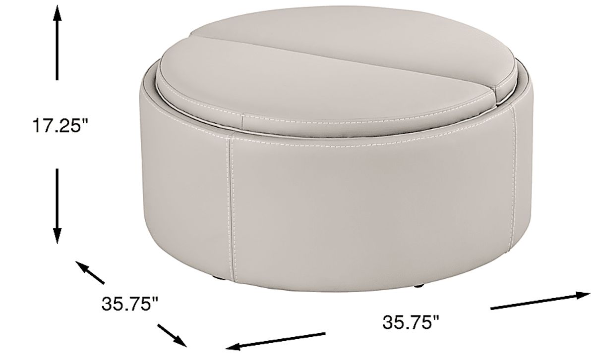 Cindy Crawford Alessio Light Gray Leather Storage Cocktail Ottoman