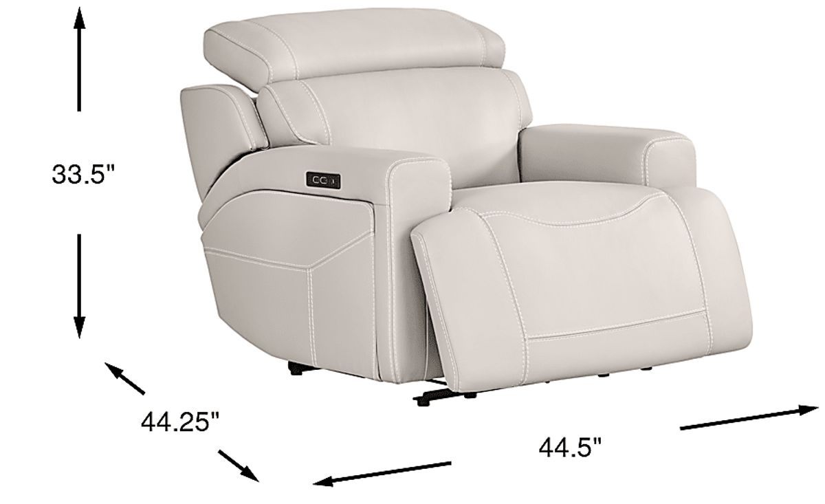 Cindy Crawford Alessio Light Gray Leather Dual Power Recliner