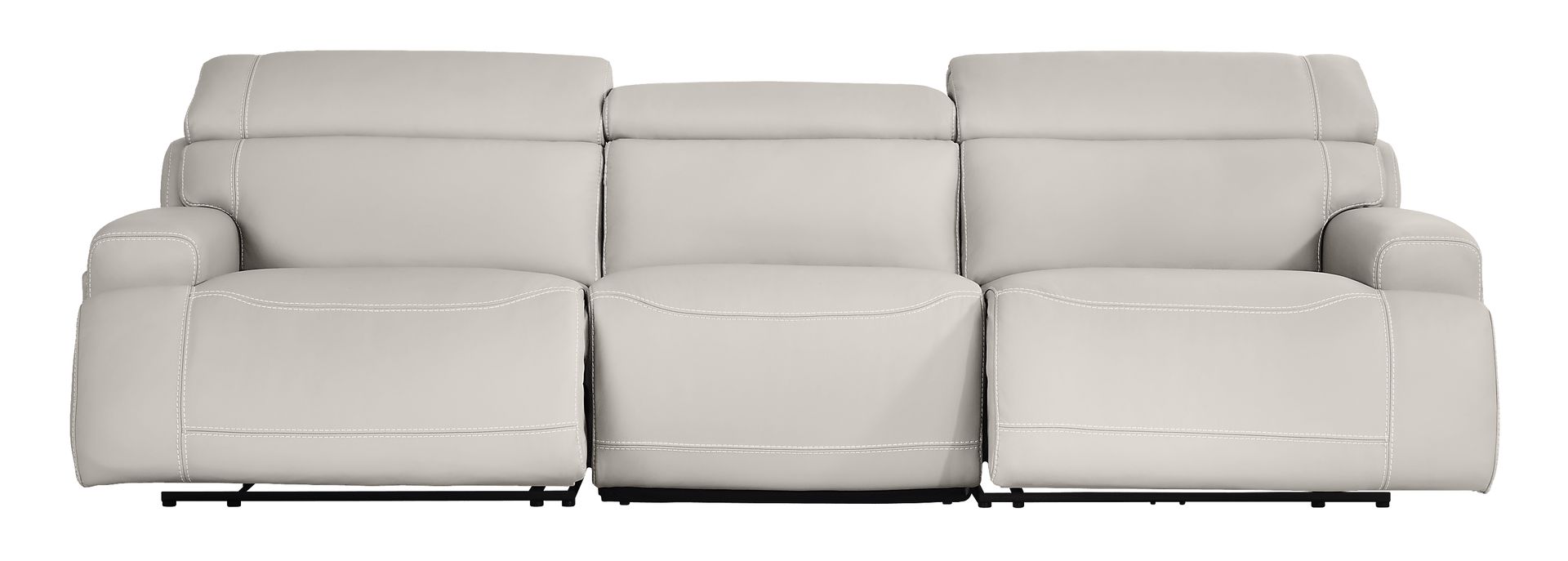 Alessio Light Gray Leather Dual Power Reclining Sofa - Image 2