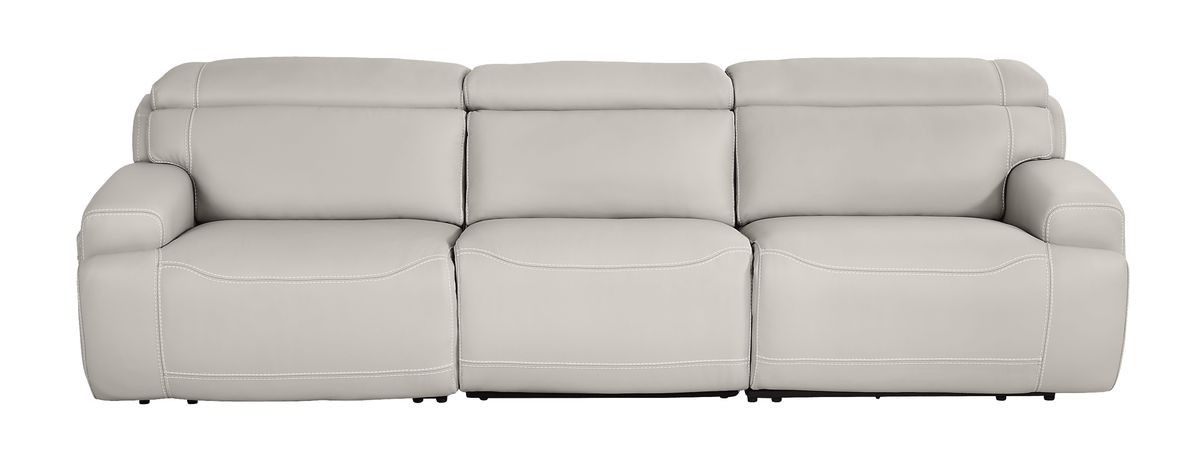 Cindy Crawford Alessio Light Gray Leather Dual Power Reclining