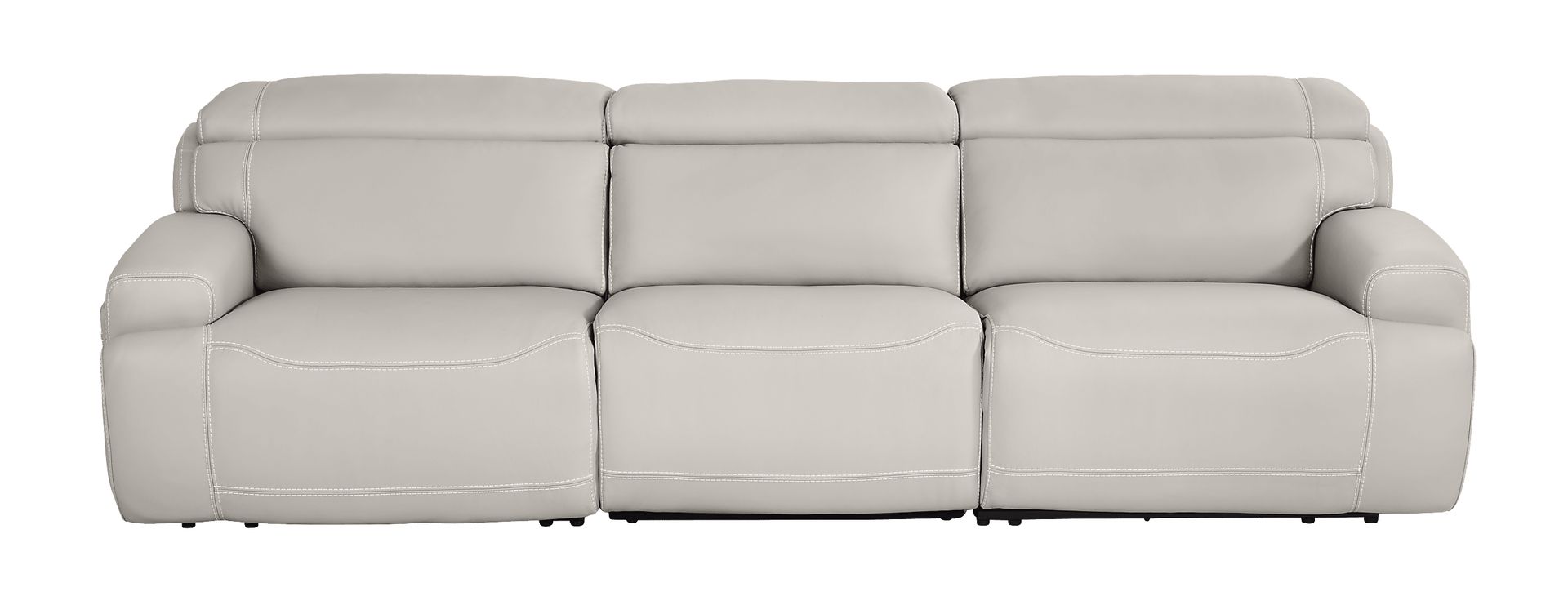 Alessio Light Gray Leather Dual Power Reclining Sofa - Image 1