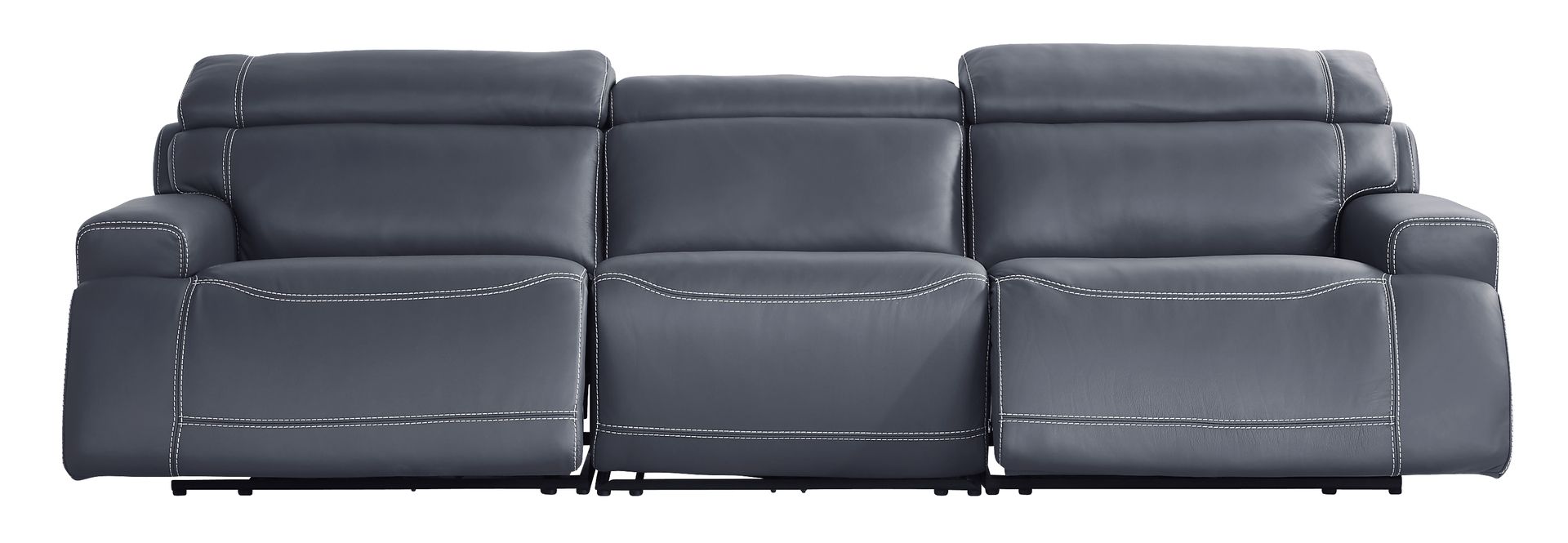 Alessio Navy Leather Dual Power Reclining Sofa - Image 2