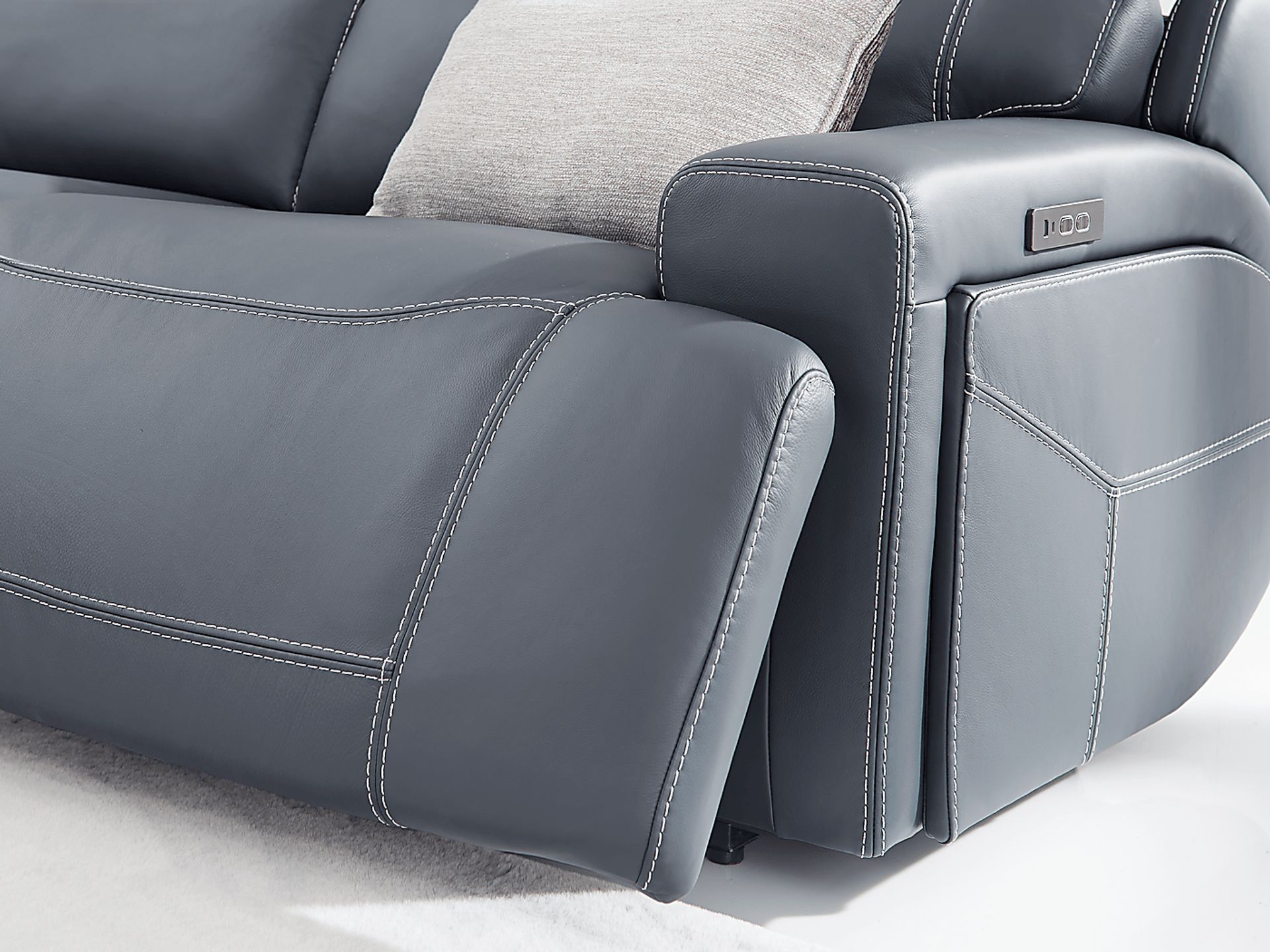 Alessio Navy Leather Dual Power Reclining Sofa - Image 7