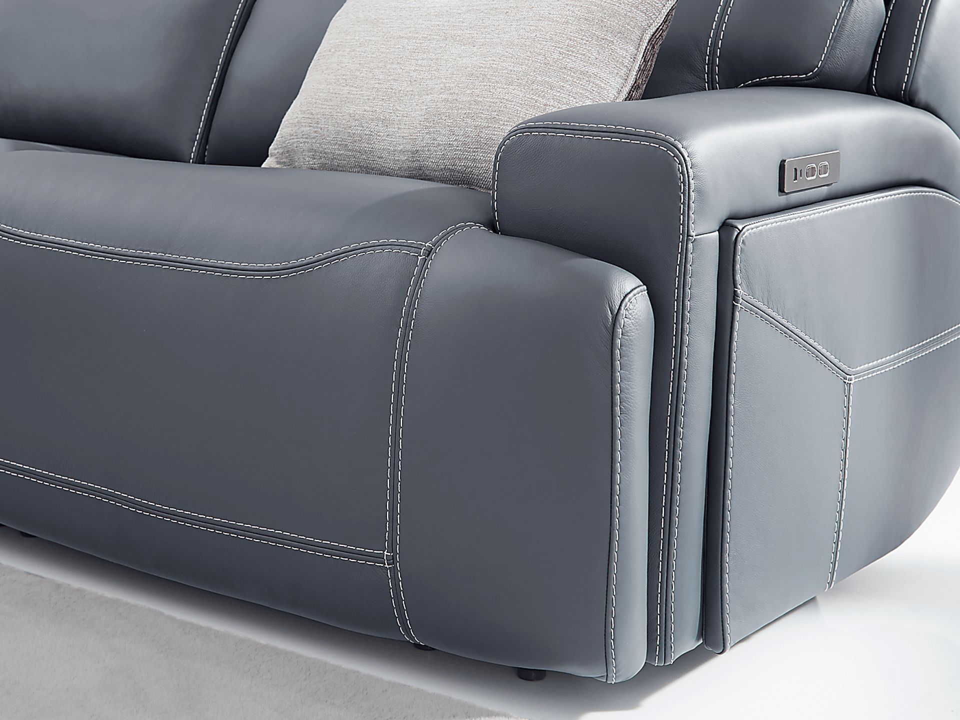 Alessio Navy Leather Dual Power Reclining Sofa - Image 8
