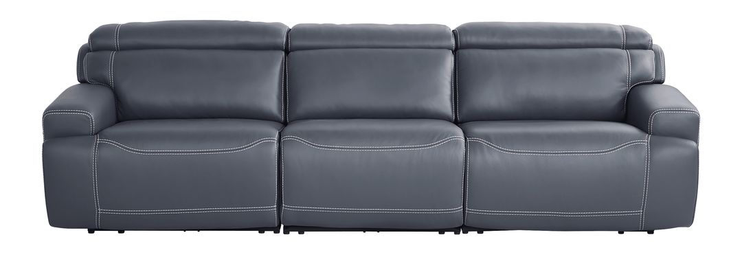 Alessio Navy Leather Dual Power Reclining Sofa