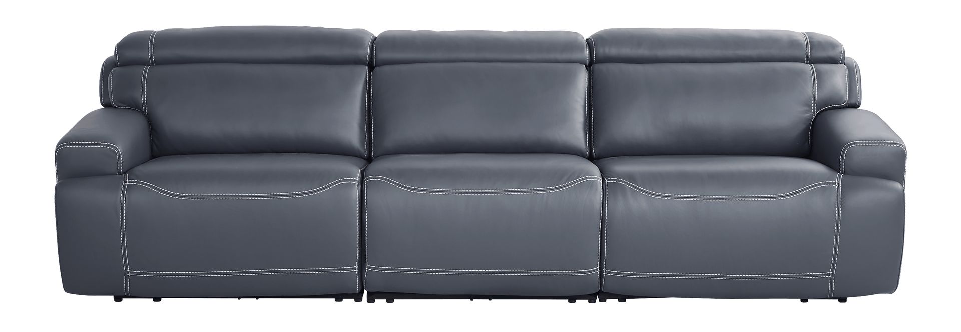 Alessio Navy Leather Dual Power Reclining Sofa - Image 1