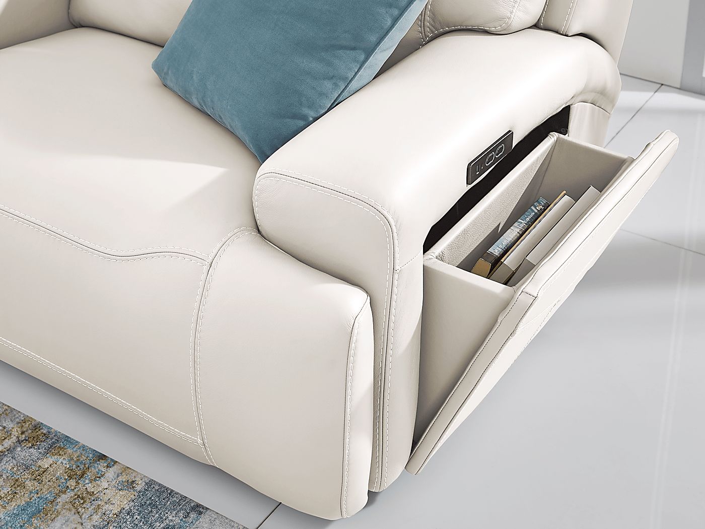 Cindy Crawford Alessio White Leather Dual Power Reclining Sofa