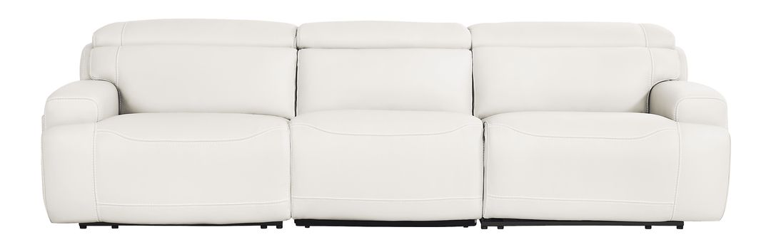 Alessio White Leather Dual Power Reclining Sofa