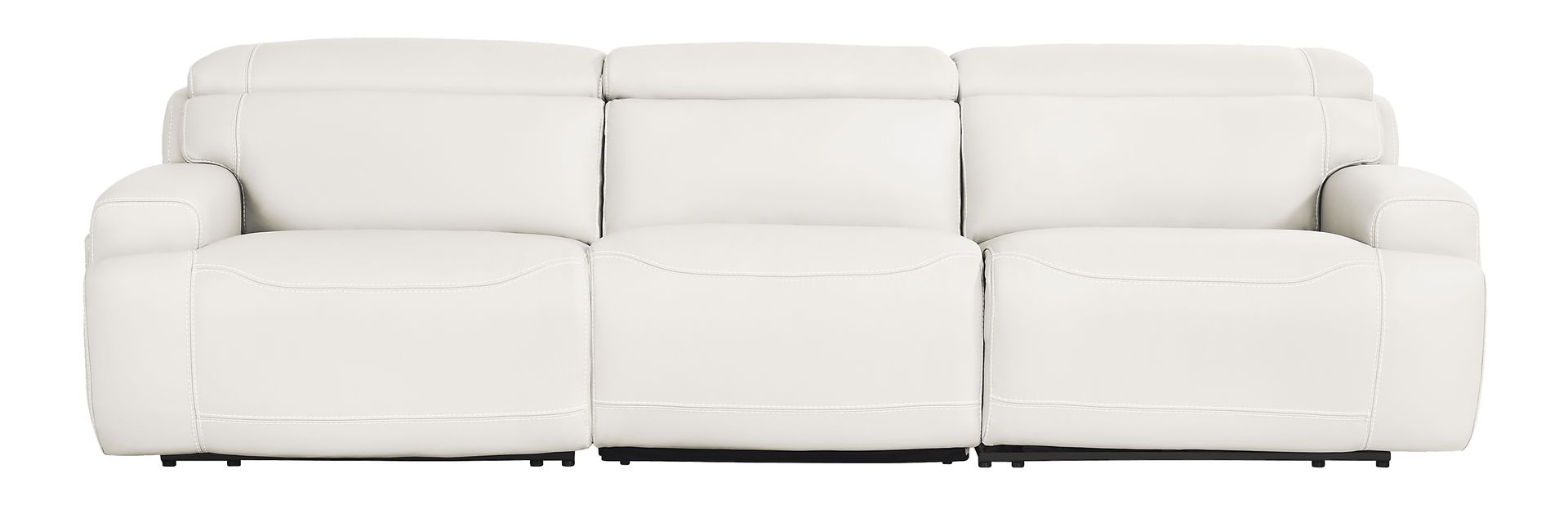 Alessio White Leather Dual Power Reclining Sofa - Image 1