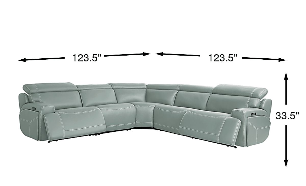 Cindy Crawford Alessio Mint Green Leather 5 Pc Dual Power