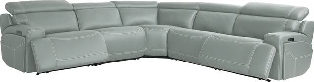 Alessio Mint Leather 9 Pc Dual Power Reclining Sectional Living Room - Thumbnail - Image 2