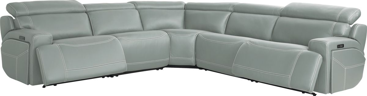 Cindy Crawford Alessio Mint Green Leather 5 Pc Dual Power