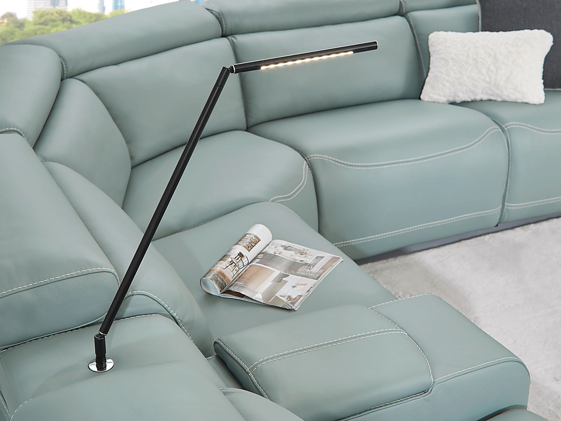 Alessio Mint Leather 6 Pc Dual Power Reclining Sectional - Image 9