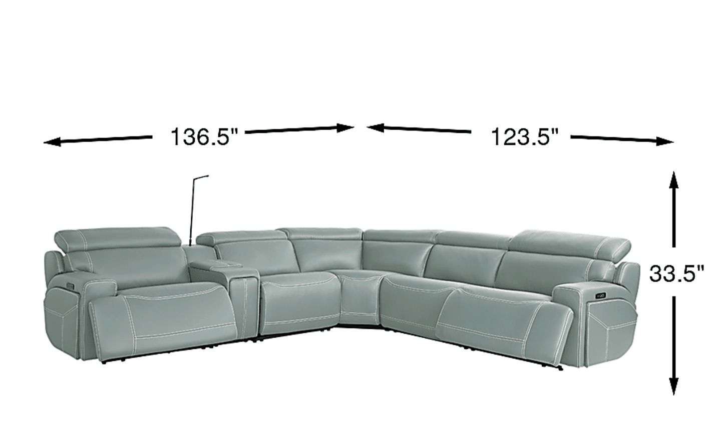 Cindy Crawford Alessio Mint Green Leather 6 Pc Dual Power