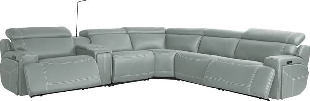 Alessio Mint Leather 6 Pc Dual Power Reclining Sectional - Thumbnail - Image 1