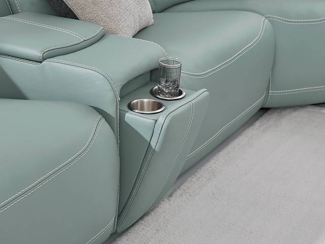 Cindy Crawford Alessio 10 Pc Mint Green Leather Dual Power Reclining Sectional Living Room With 7 Pc Dual Power Reclining Sectional, Cocktail Table, End Table, Table Lamp | Rooms to Go Cindy Crawford Alessio 10 Pc Mint Green Leather Dual Power Reclining Sectional Living Room With 7 Pc Dual Power Reclining Sectional, Cocktail Table, End Table, Table Lamp | Rooms to Go