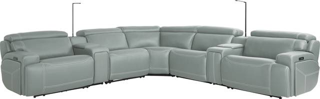 Alessio Mint Leather 7 Pc Dual Power Reclining Sectional - Thumbnail - Image 3