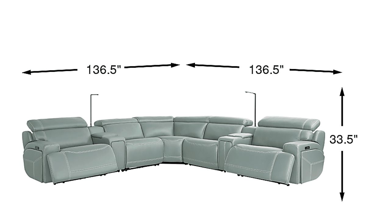 Cindy Crawford Alessio Mint Green Leather 7 Pc Dual Power