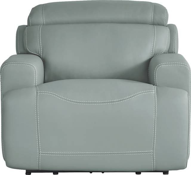 Alessio Mint Leather Dual Power Recliner - Thumbnail - Image 2