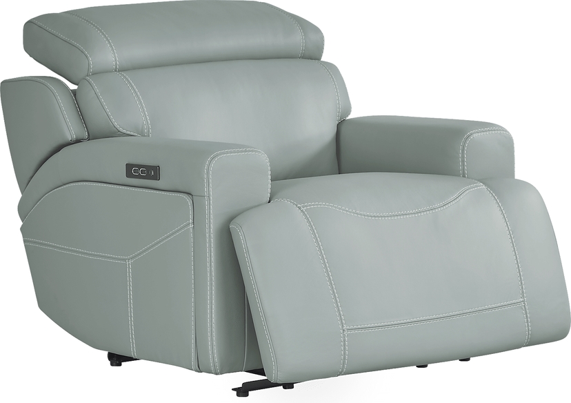 Alessio Mint Leather Dual Power Recliner