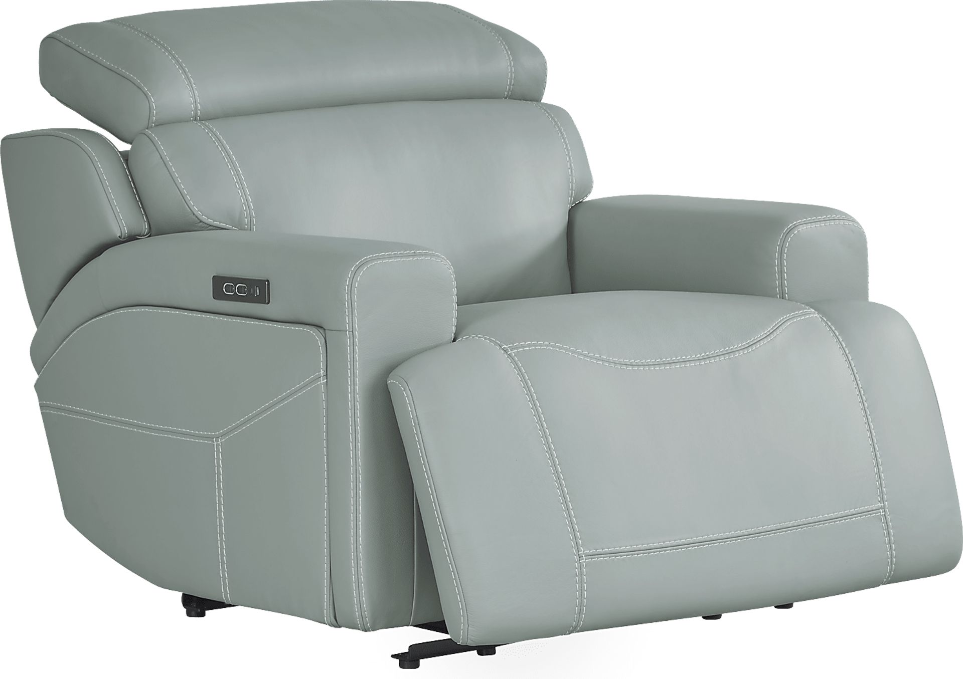 Alessio Mint Leather Dual Power Recliner - Image 1